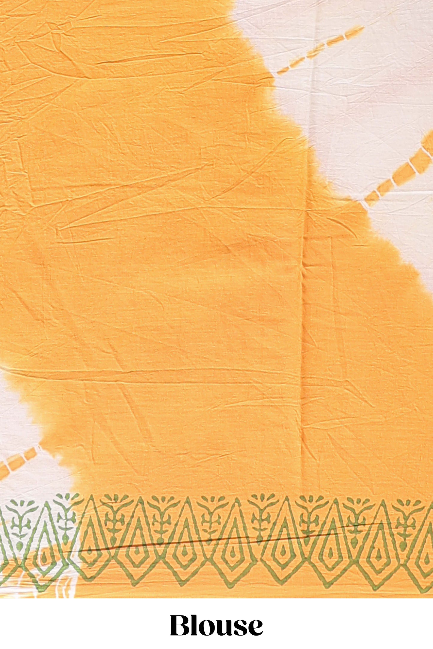 Cream & mustard leaf motifs mul mul cotton saree with self border and matching blouse