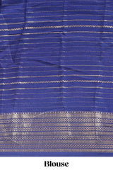 Multi color zari striped floral design marsh mellow saree withcontrast zari border and blouse