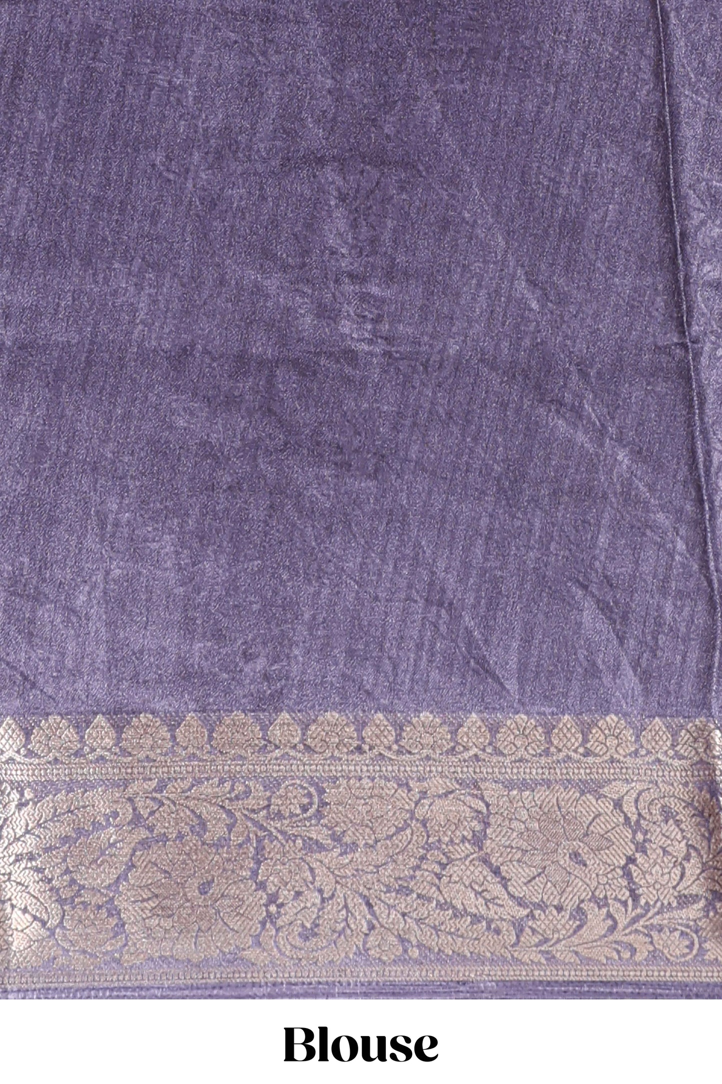 Lavender butterfly & floral design marsh mellow saree with contrast zari border and contrast blouse