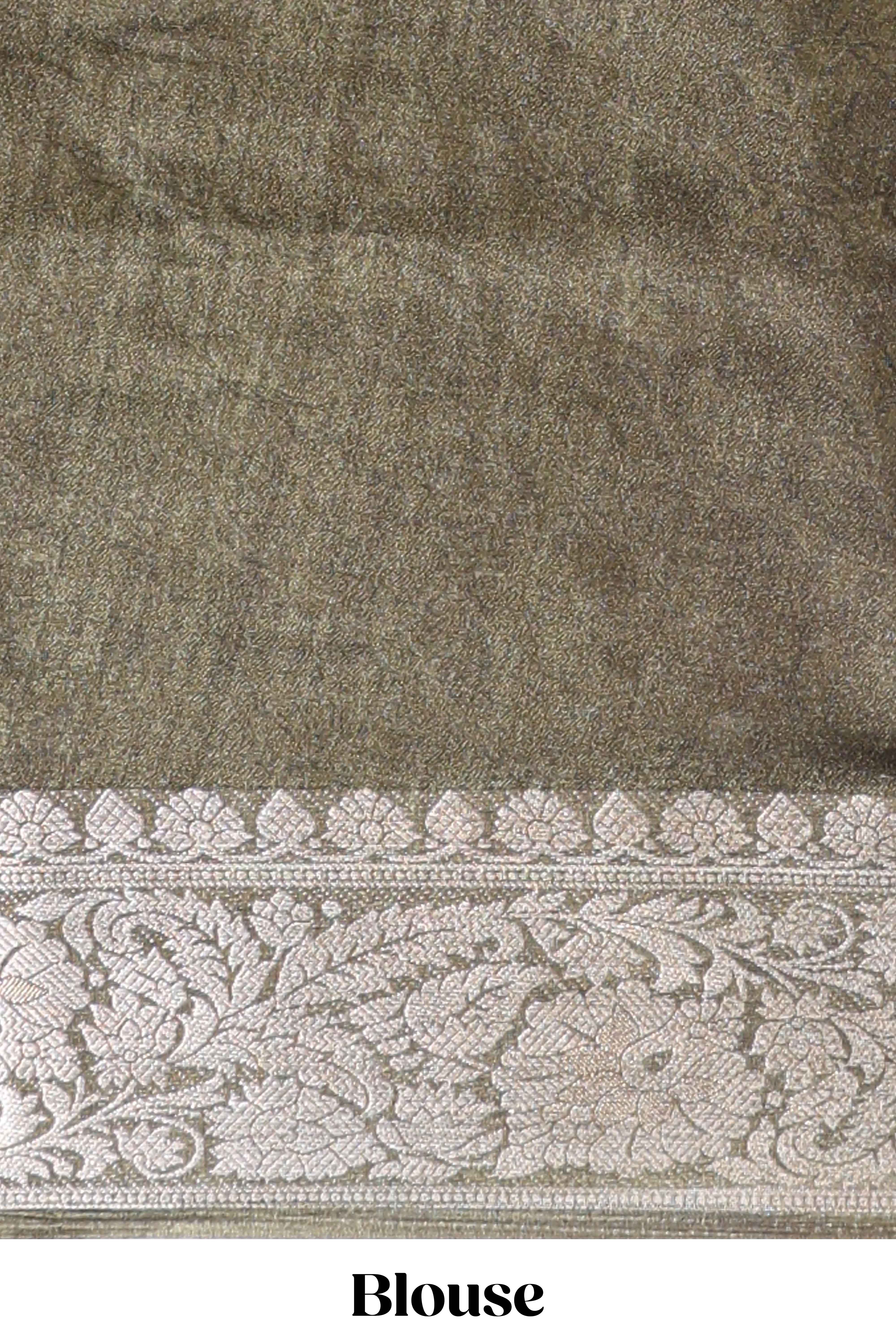 Pink butterfly & floral design marsh mellow saree with contrast zari border and contrast blouse