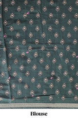 Purple marsh mellow saree featuring mirror embroidery, contrast floral printed border & blouse