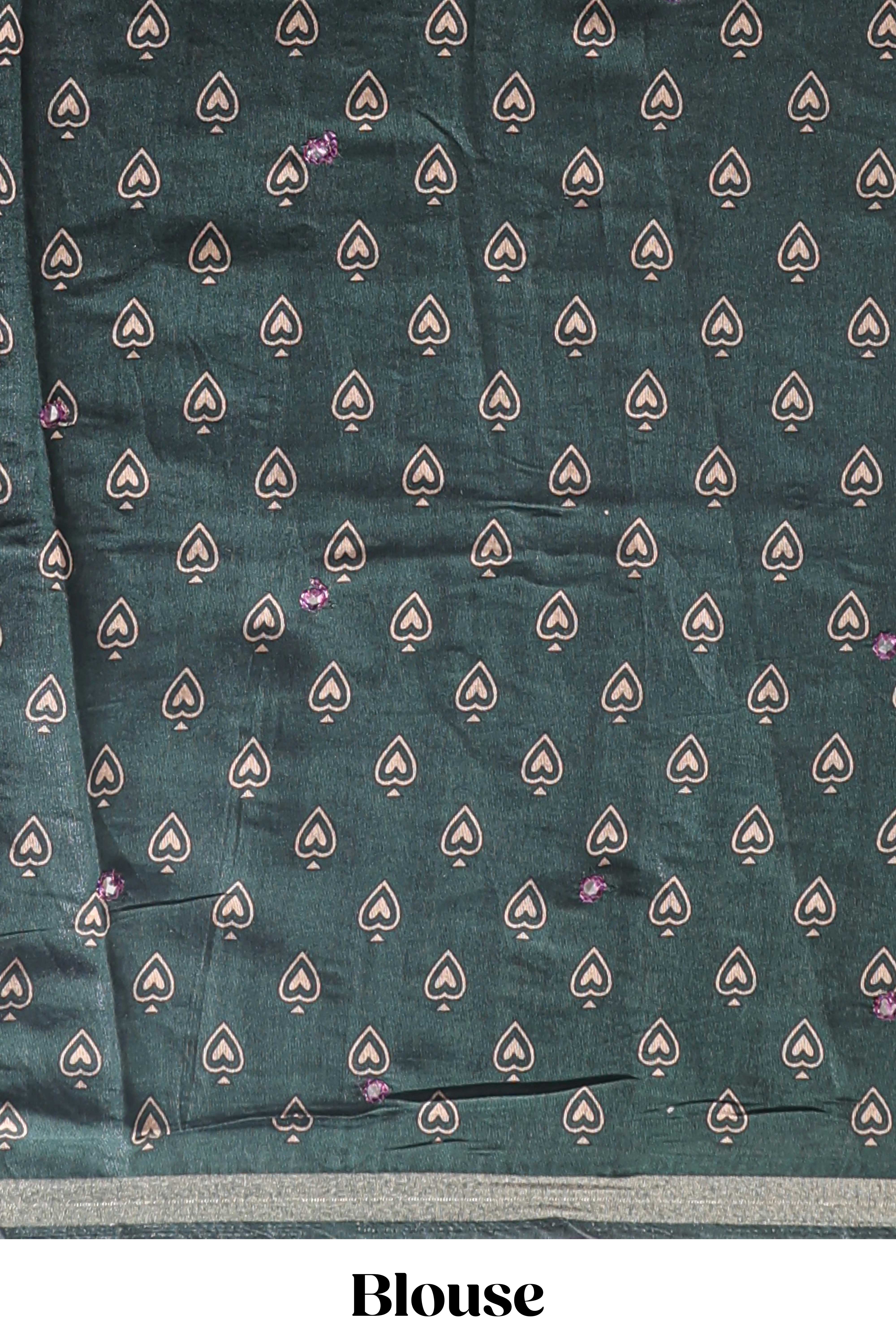 Purple marsh mellow saree featuring mirror embroidery, contrast floral printed border & blouse