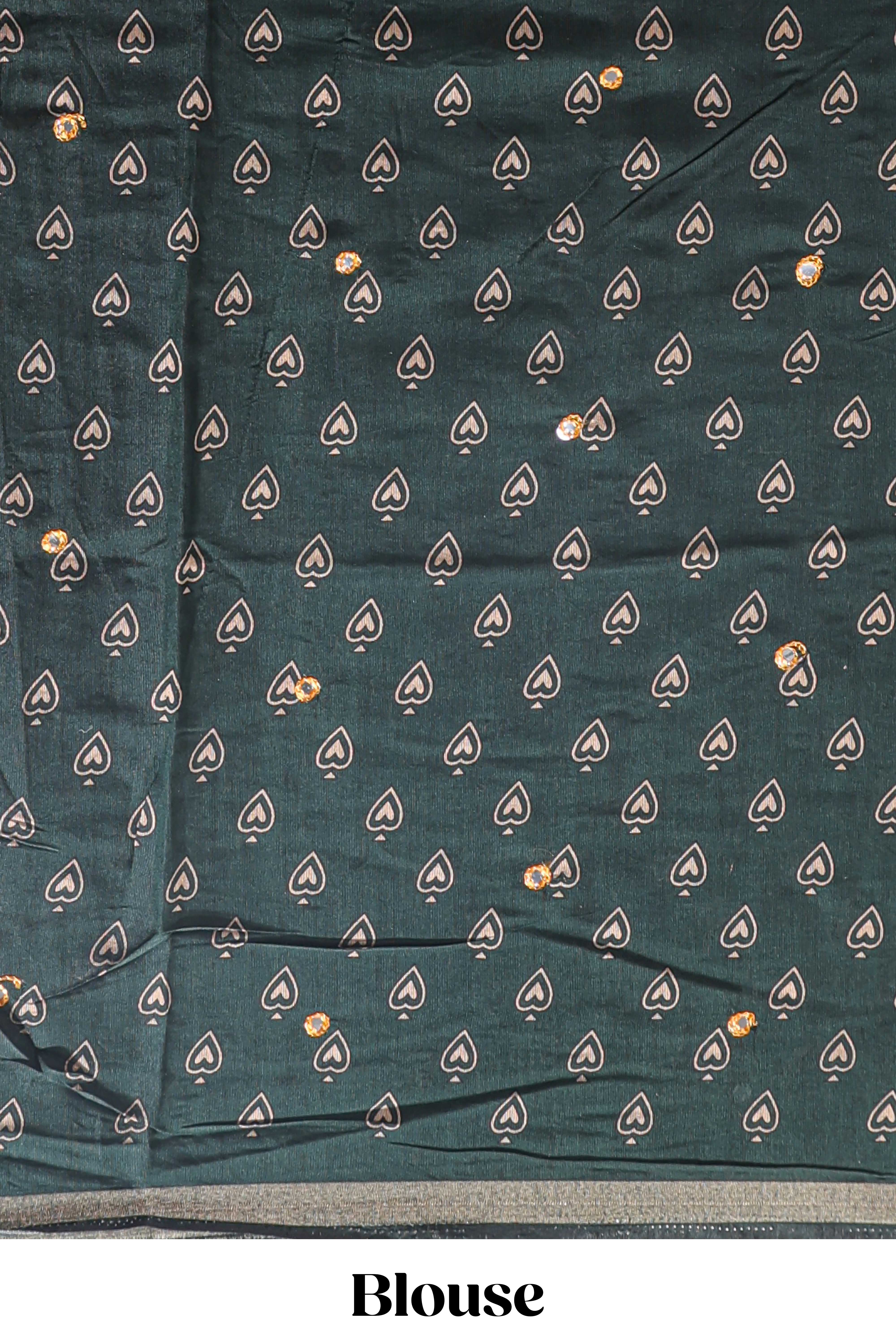 Orange marsh mellow saree featuring mirror embroidery, contrast floral printed border & blouse
