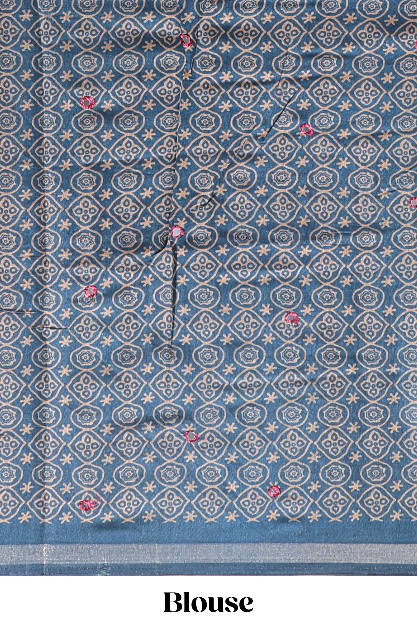 Maroon embroidery mirror work marsh mellow saree with contrast border and printed blouse