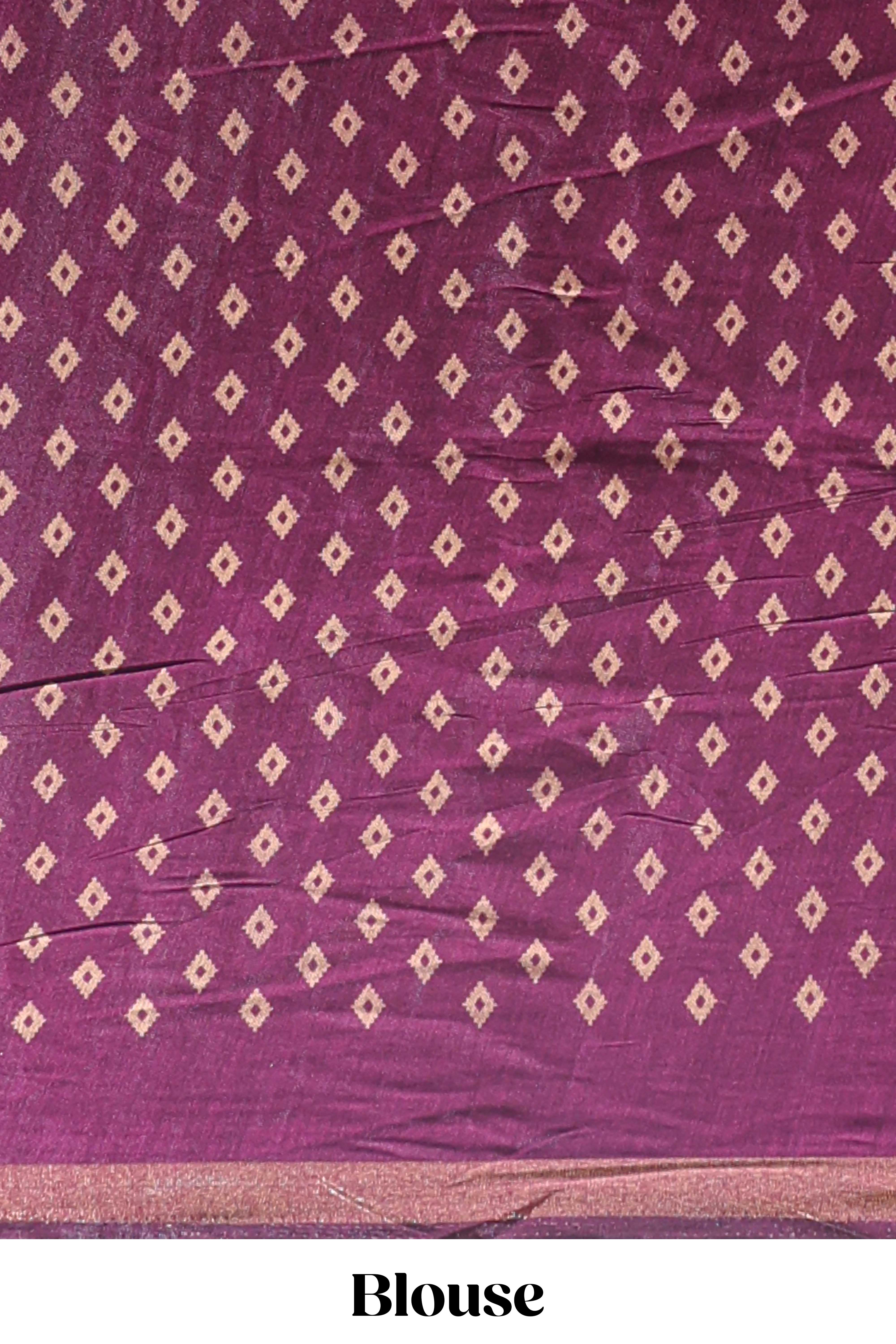 Onion pink floral motifs design marsh mellow saree with contrast border and printed blouse