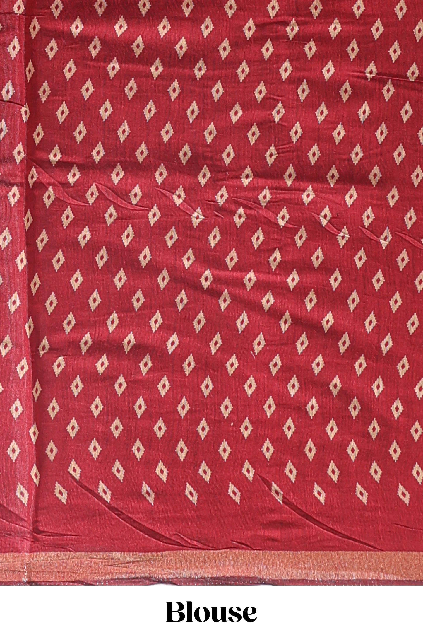 Red floral motifs design marsh mellow saree with contrast border and printed blouse