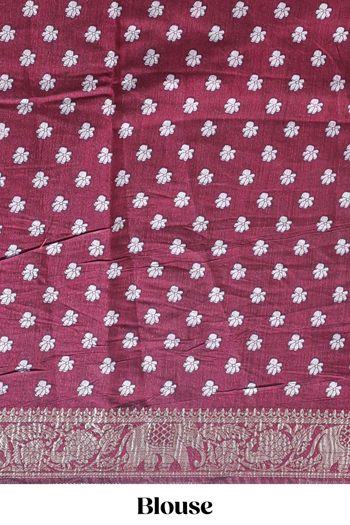 Green peacock & floral design marsh mellow saree with contrast border and printed blouse