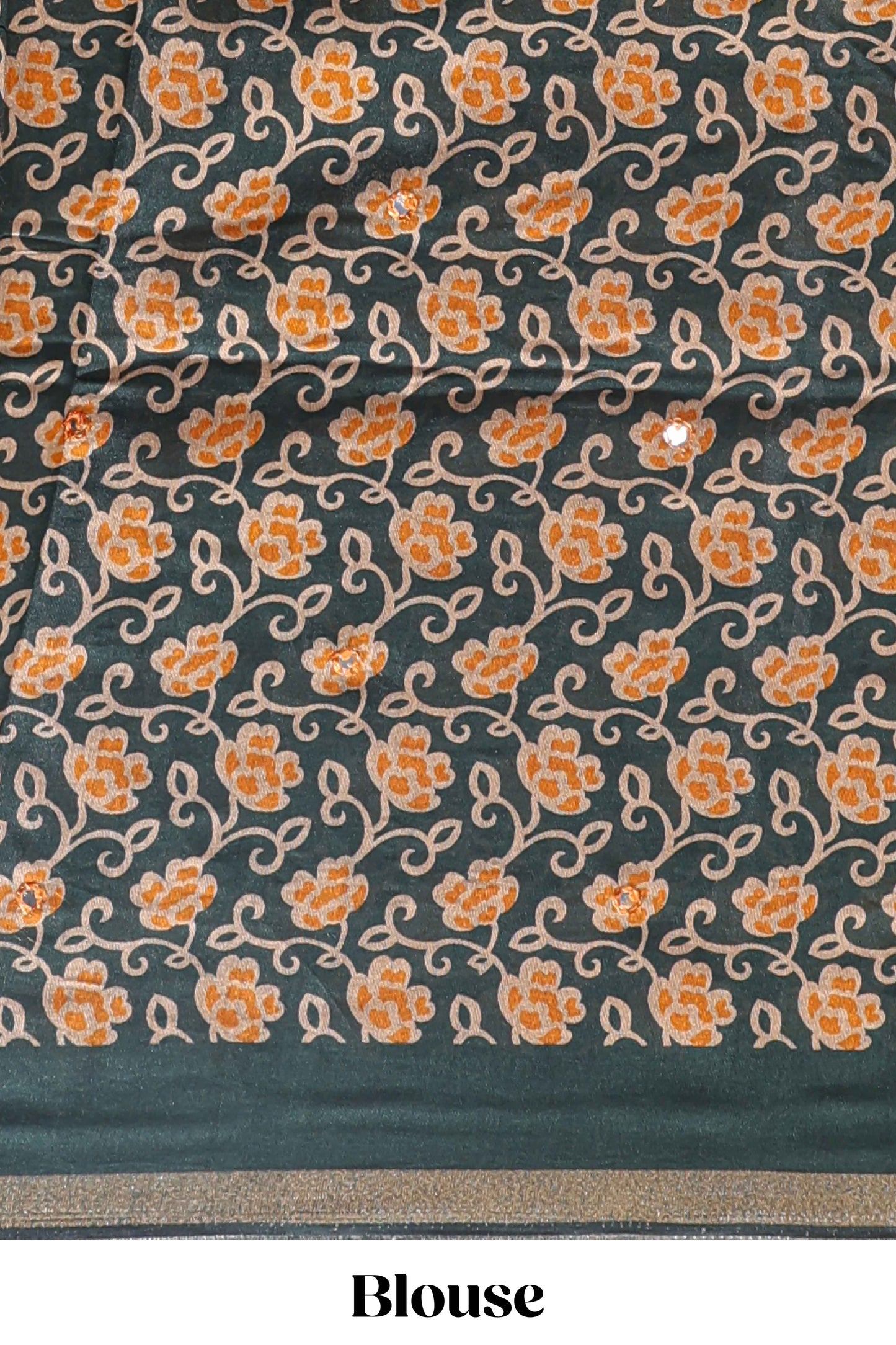 Yellow mirror work marsh mellow saree with contrast floral print border and printed blouse