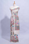Ivory colour mughal printed marsh mellow saree with self border and self printed pallu along with matching blouse