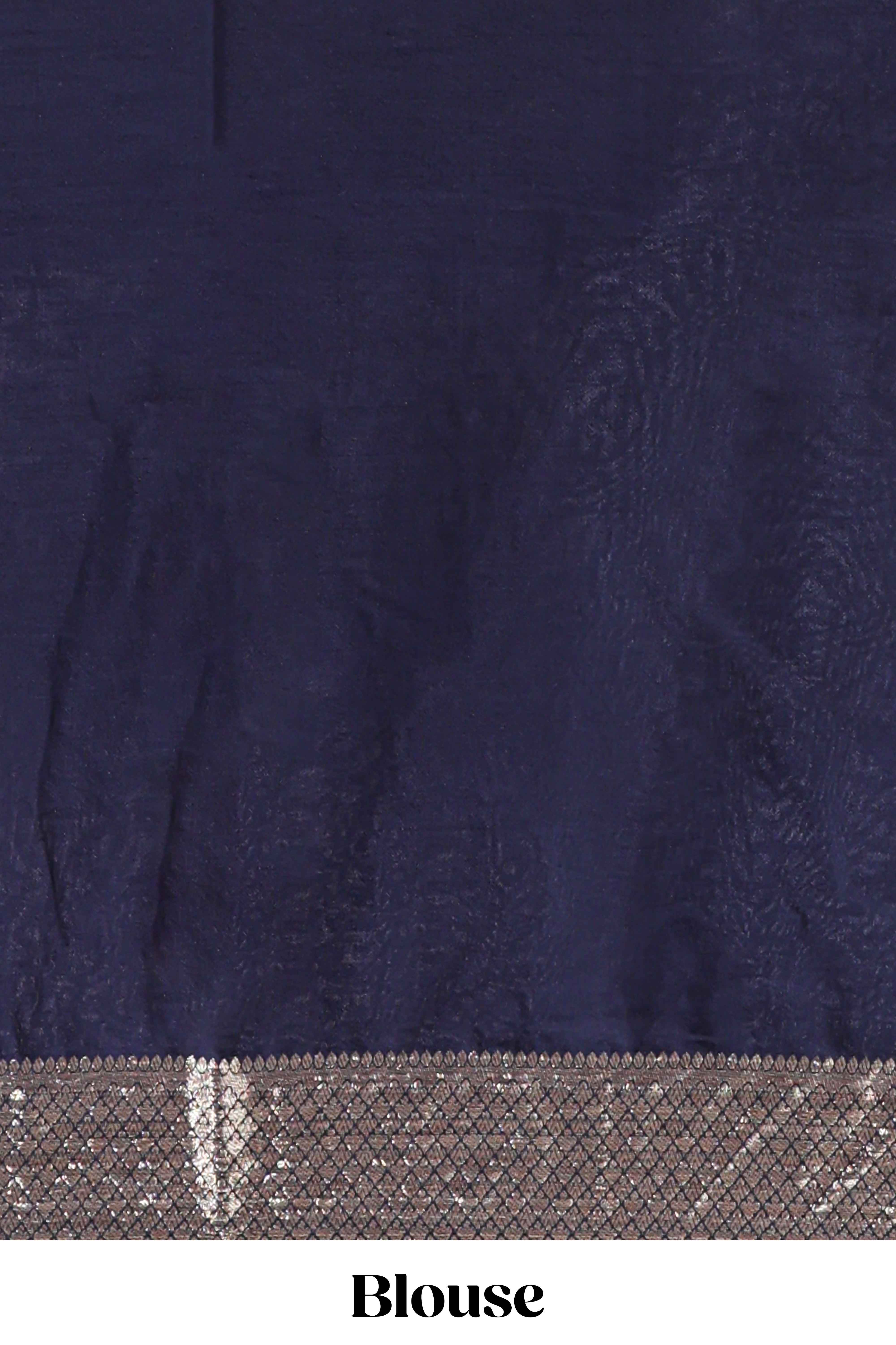 Lavender zari design mushru silk saree with contrast striped zari border and blouse