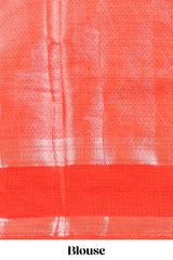 Orange jaal floral design mushru silk saree with self border and matching blouse