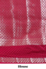 Orange jaal floral design mushru silk saree with contrast border and contrast blouse