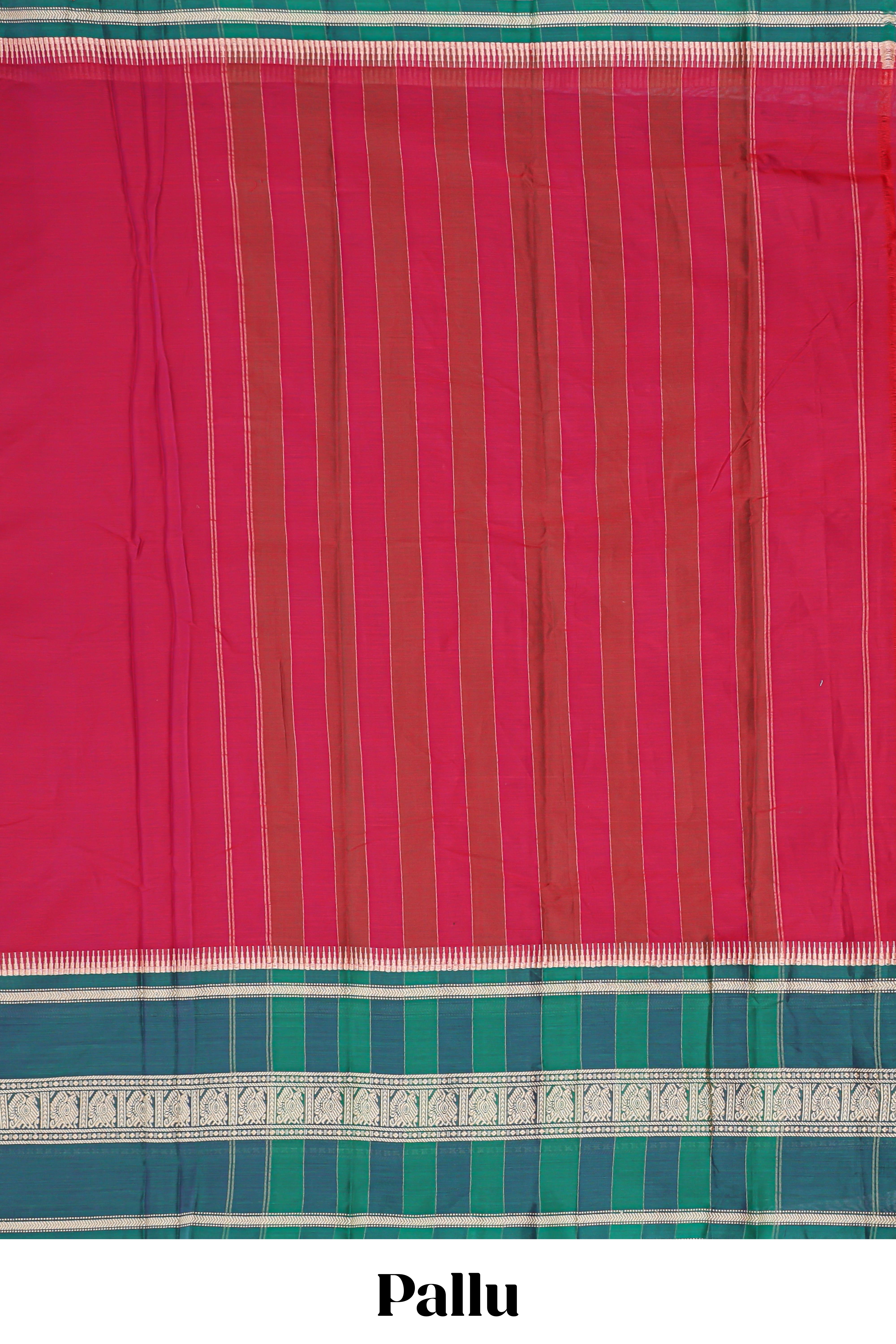 Red plain narayanapet cotton saree with contrast border and matching blouse