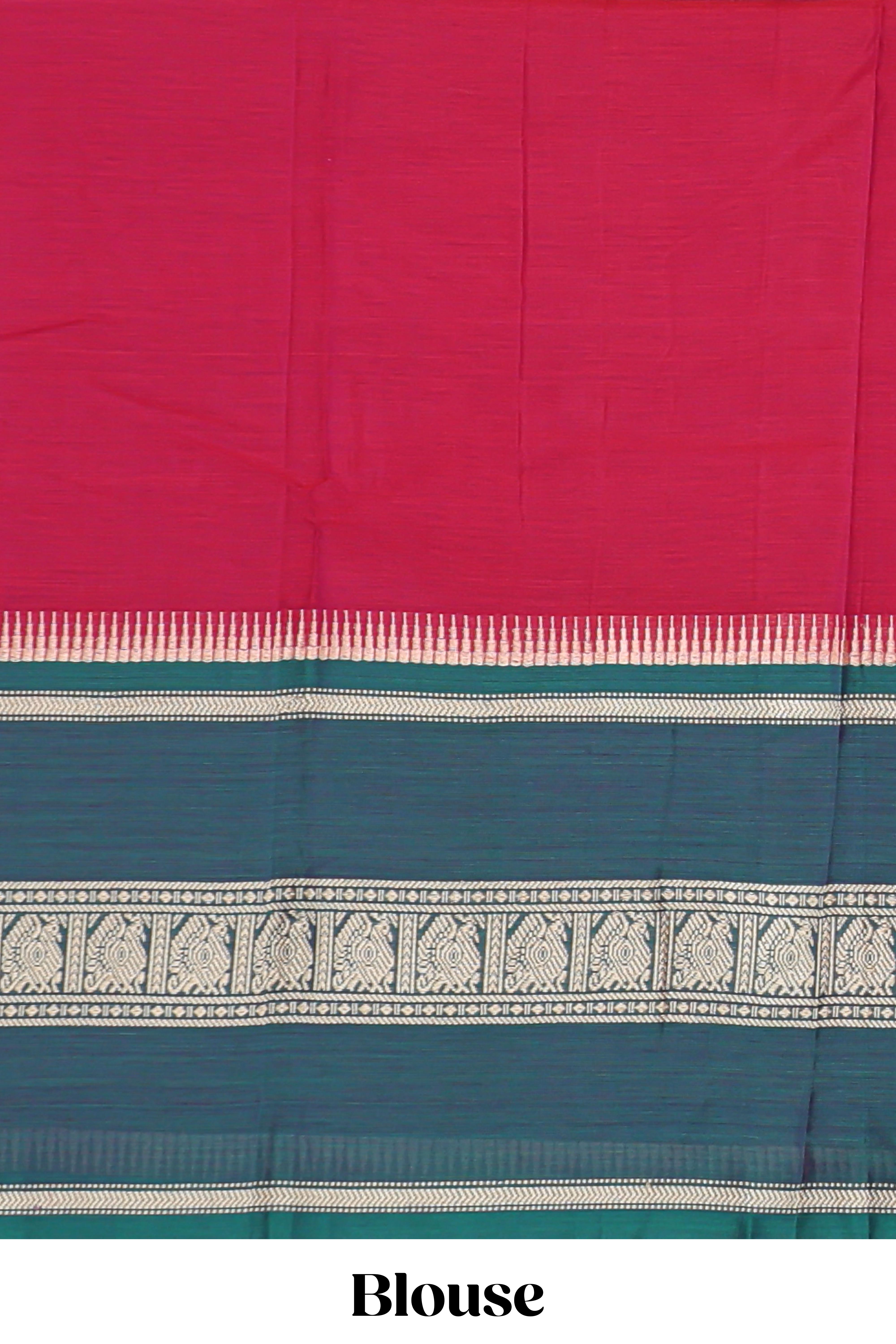 Red plain narayanapet cotton saree with contrast border and matching blouse