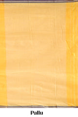 Yellow plain narayanapet cotton saree with contrast border and matching blouse