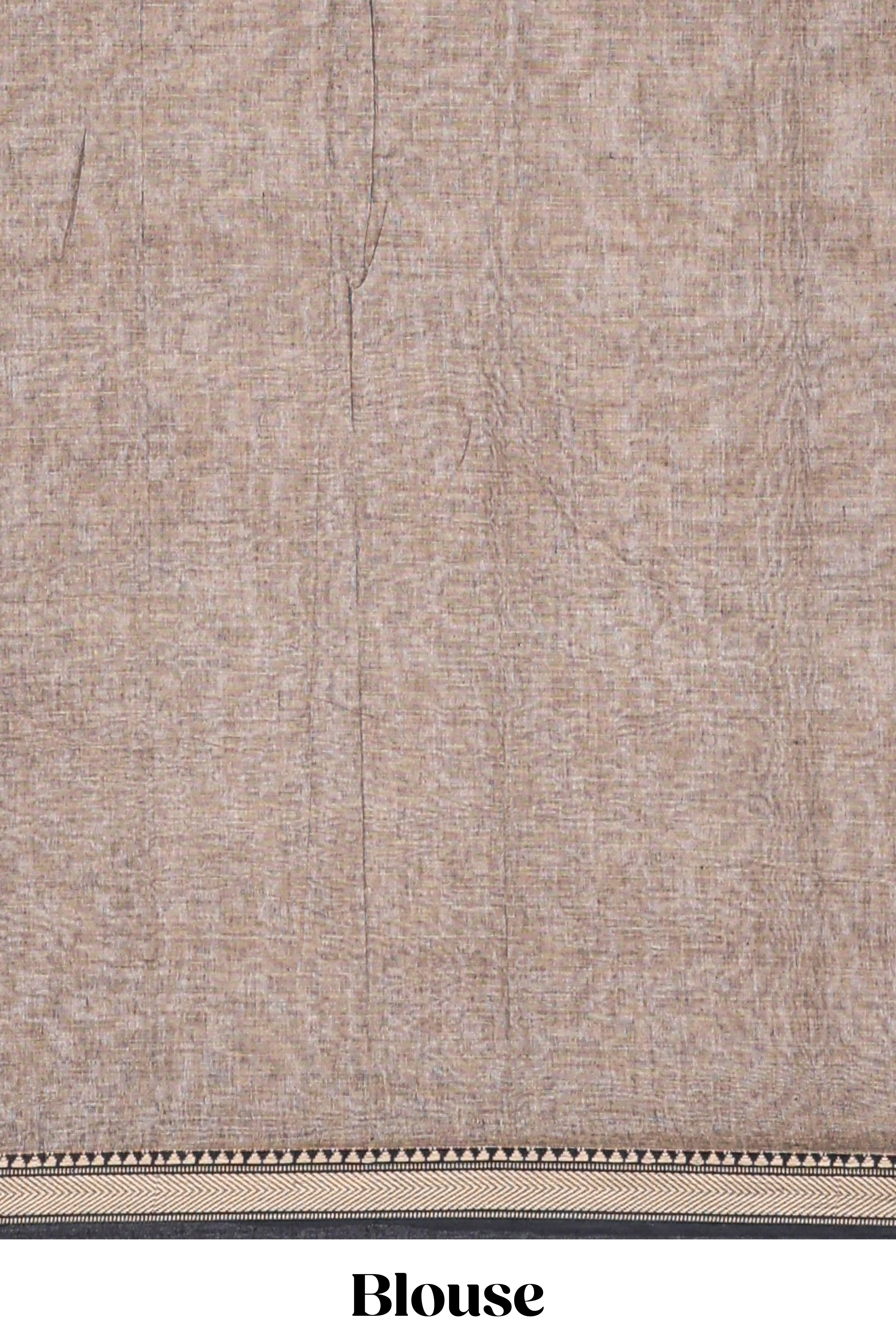 Brown plain narayanapet cotton saree with contrast border and matching blouse