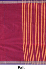 Rani pink plain narayanapet cotton saree with contrast border and matching blouse