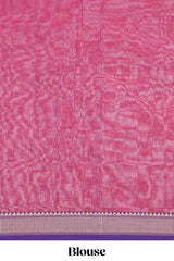 Rani pink plain narayanapet cotton saree with contrast border and matching blouse