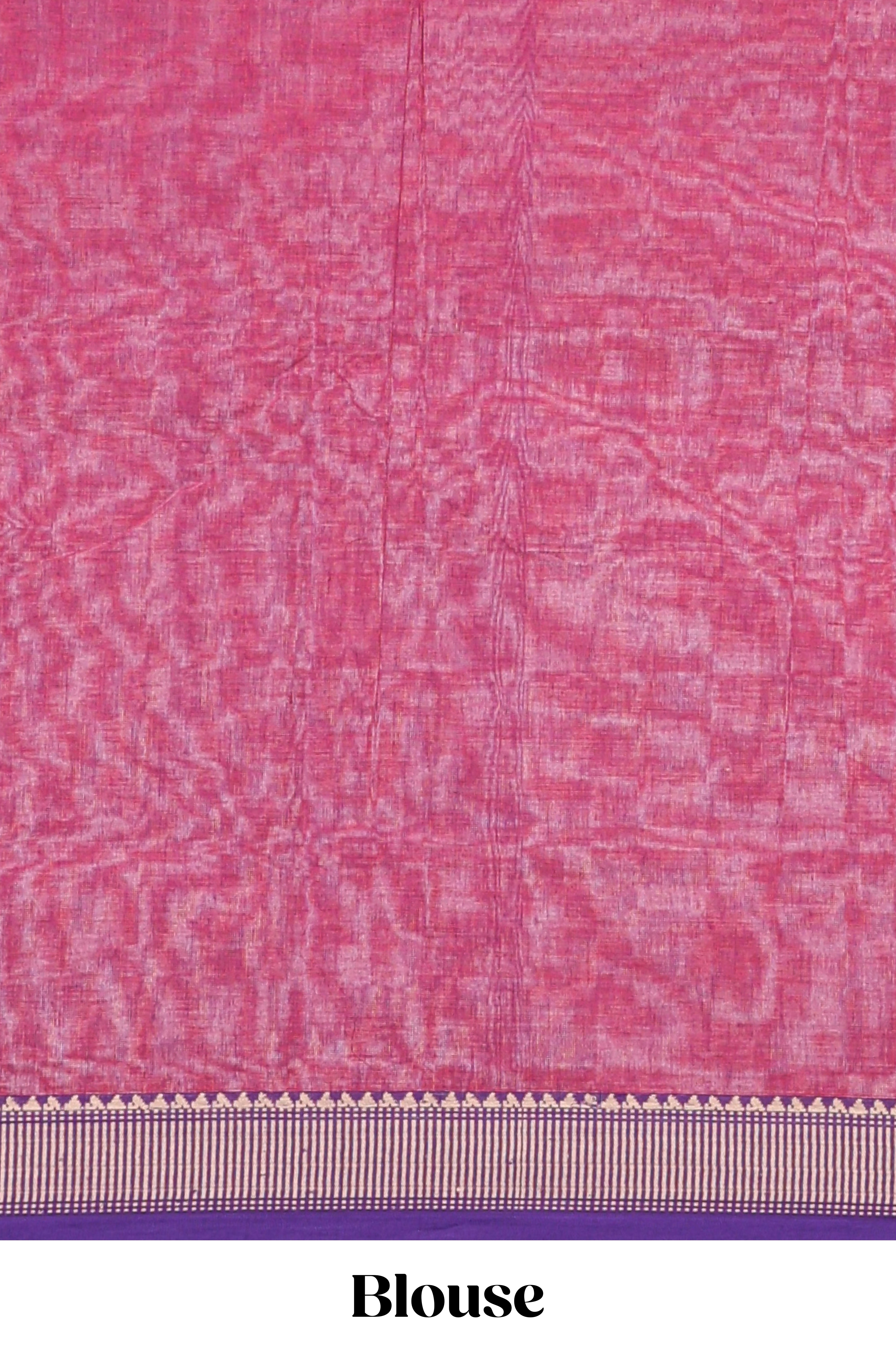 Rani pink plain narayanapet cotton saree with contrast border and matching blouse