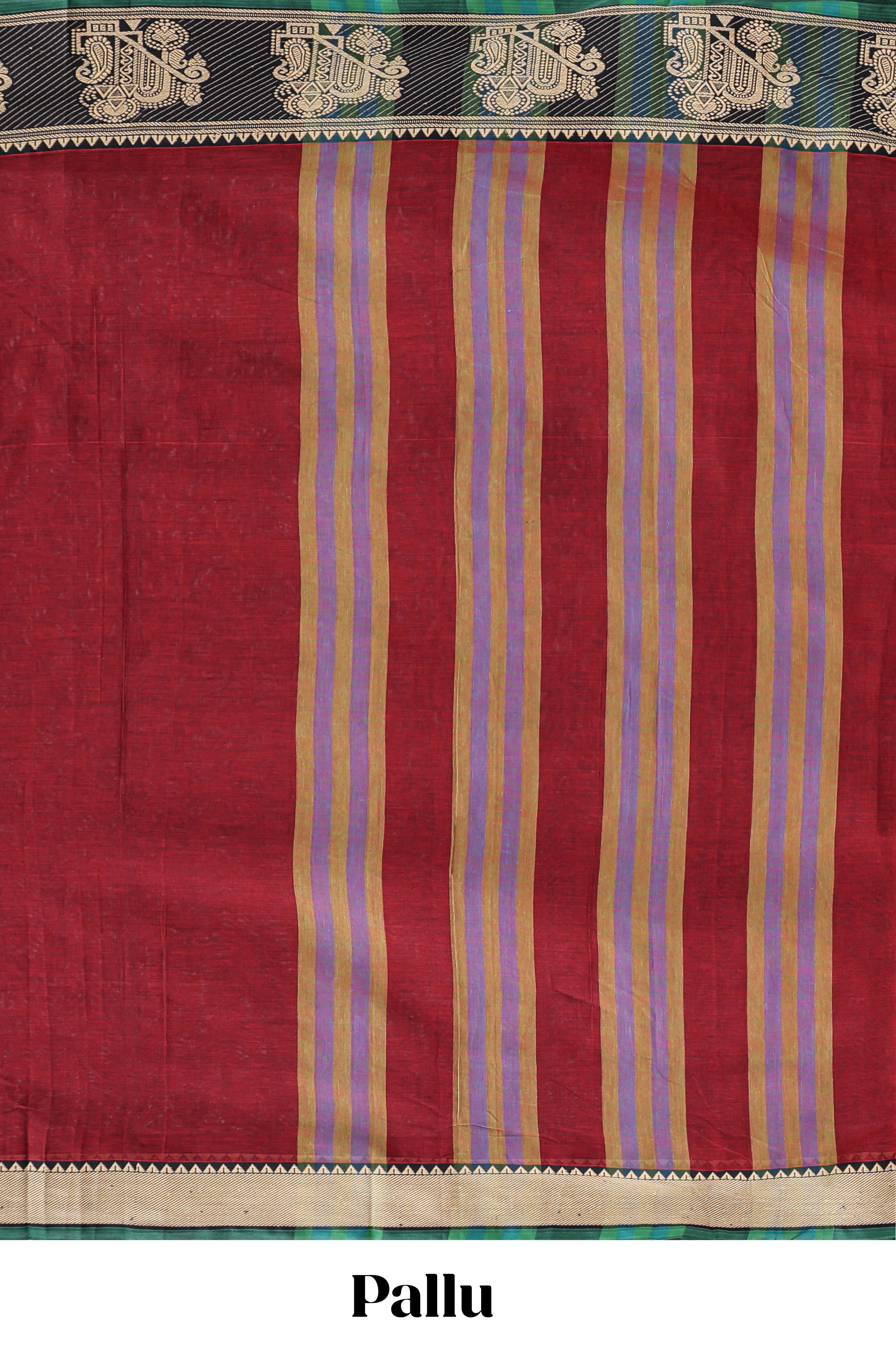 Red plain narayanapet cotton saree with contrast border and matching blouse