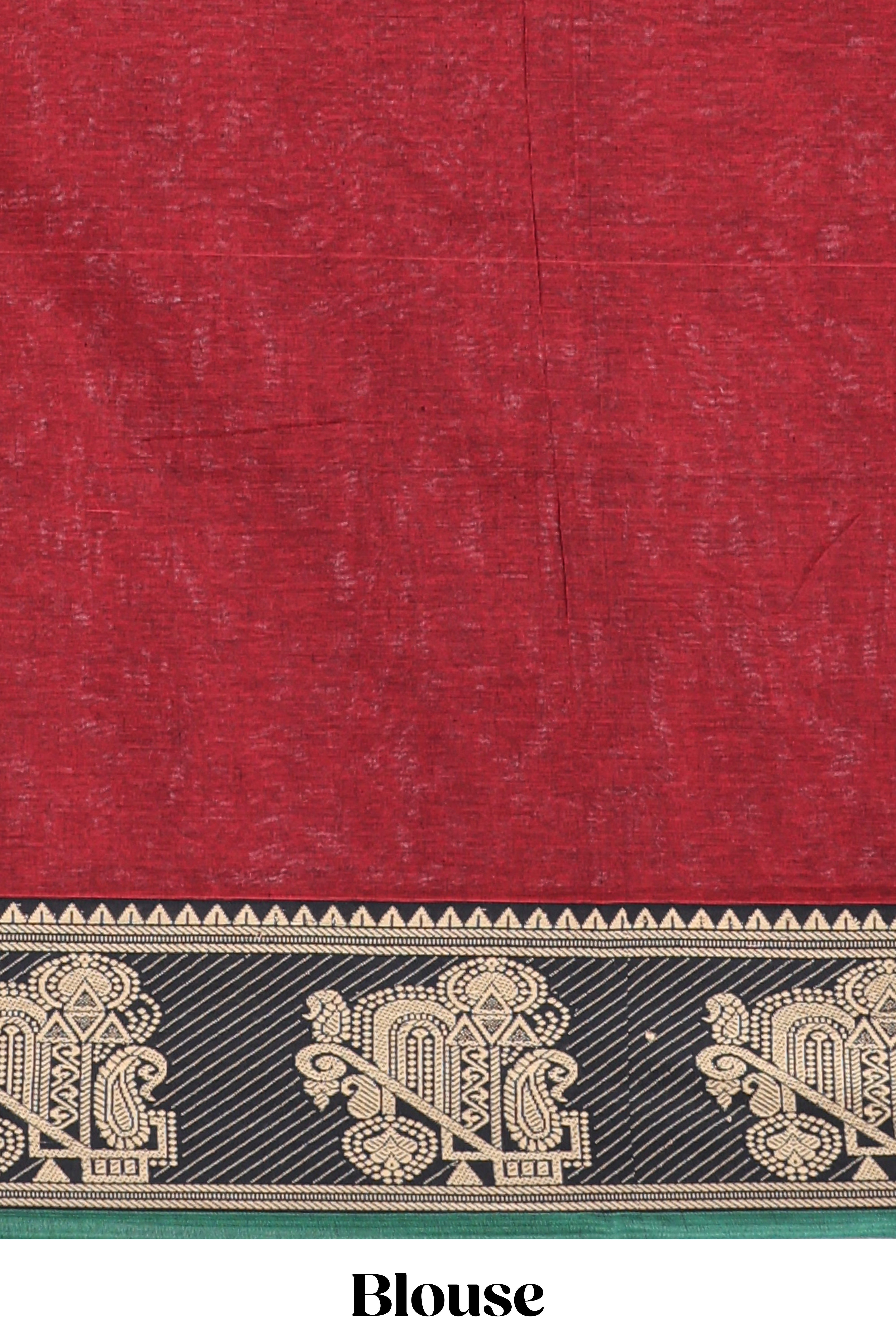 Red plain narayanapet cotton saree with contrast border and matching blouse
