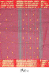 Dusty Rose butta designed narayanapet cotton saree with contrast zari border and matching pallu (Copy)
