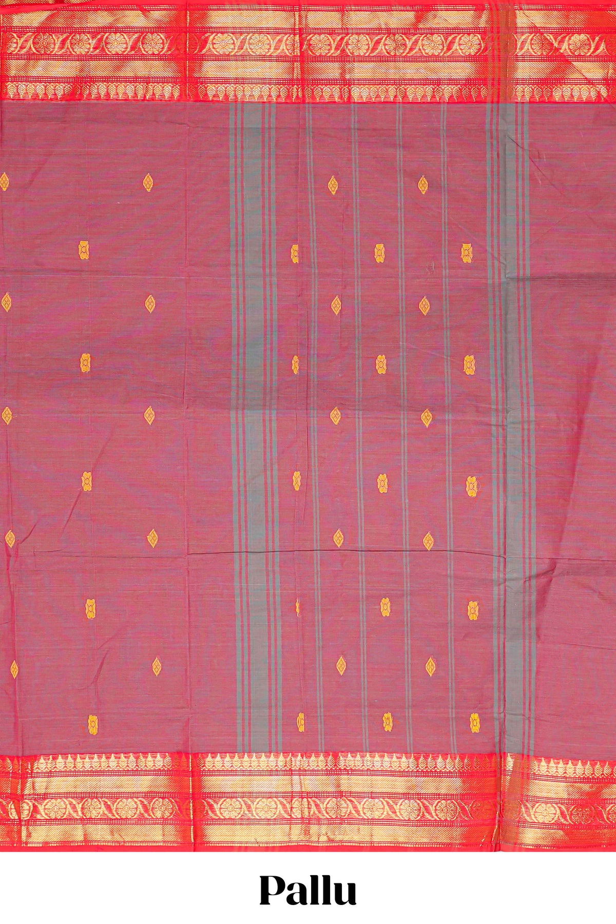Dusty Rose butta designed narayanapet cotton saree with contrast zari border and matching pallu (Copy)