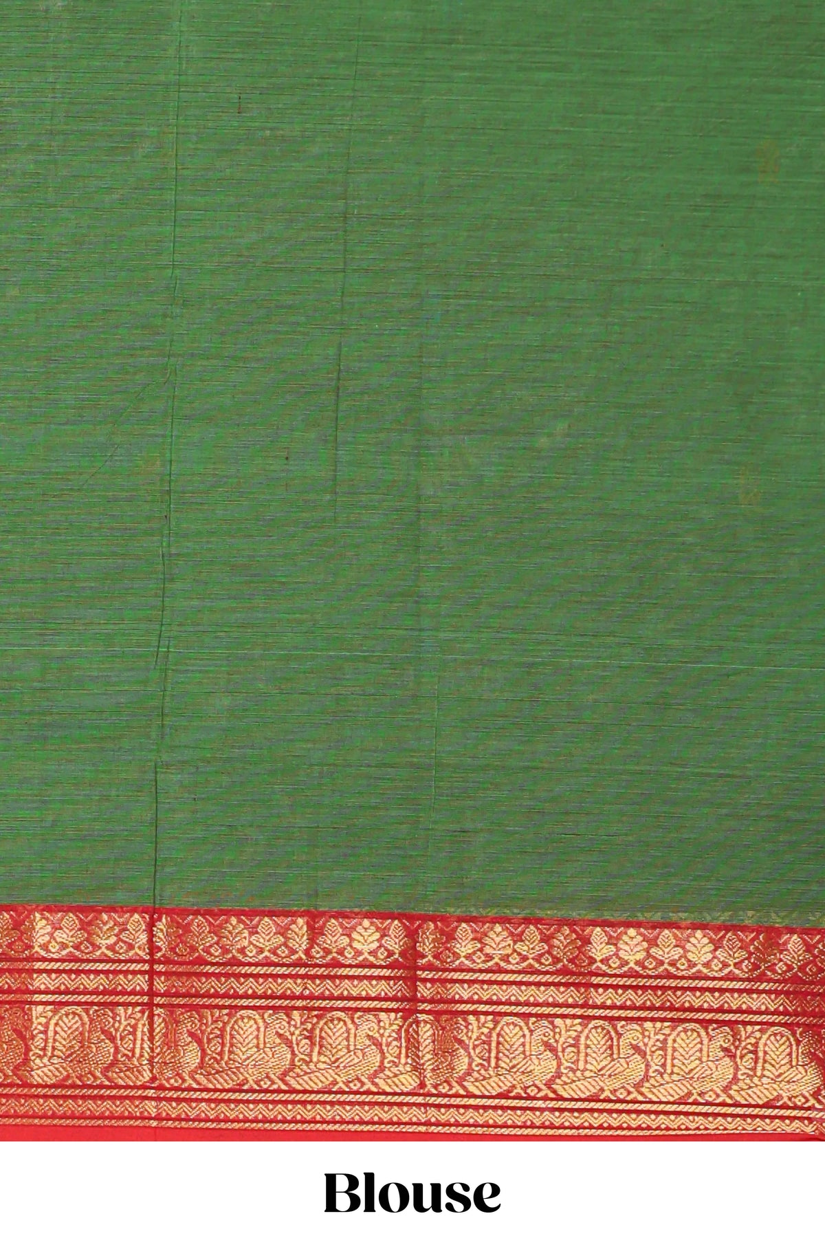 Green motifs design narayanapet cotton saree with contrast zari border and matching blouse