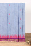 Light blue Butta designed narayanapet cotton saree with contrast zari border and matching blouse
