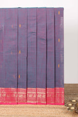 Purple Butta designed narayanapet cotton saree with contrast zari border and matching blouse