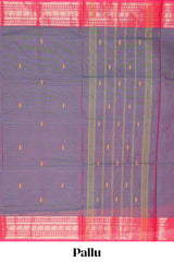 Purple Butta designed narayanapet cotton saree with contrast zari border and matching blouse