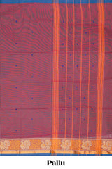 Muted pink Butta designed narayanapet cotton saree with contrast zari border and matching blouse