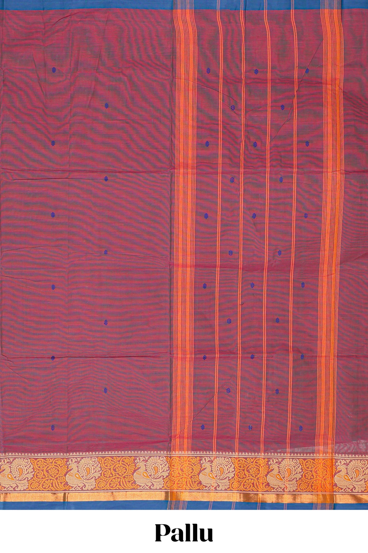 Muted pink Butta designed narayanapet cotton saree with contrast zari border and matching blouse