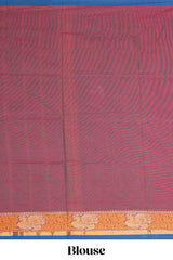 Muted pink Butta designed narayanapet cotton saree with contrast zari border and matching blouse