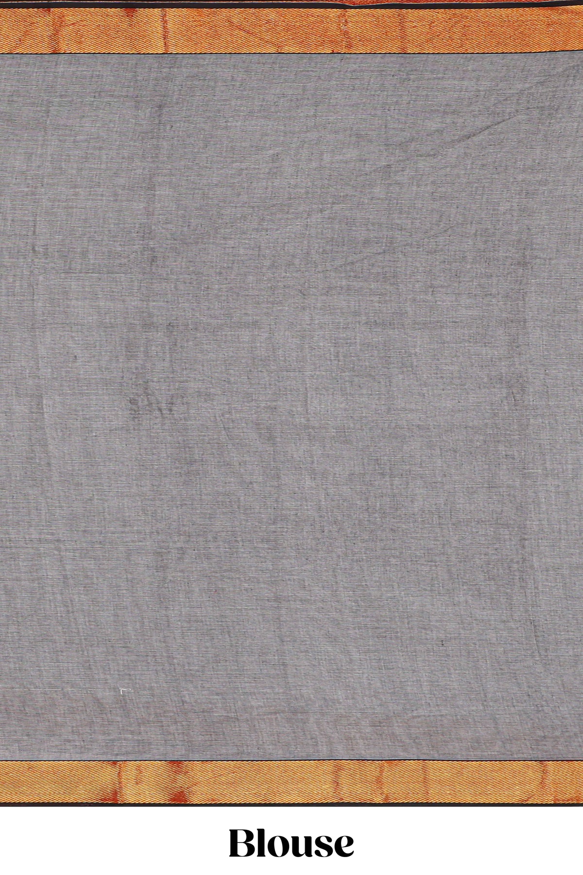 Grey plain narayanapet cotton saree with contrast border and matching blouse