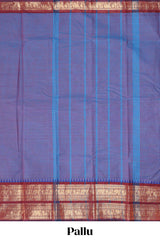 Blue plain narayanapet cotton saree with contrast bentex border and matching blouse