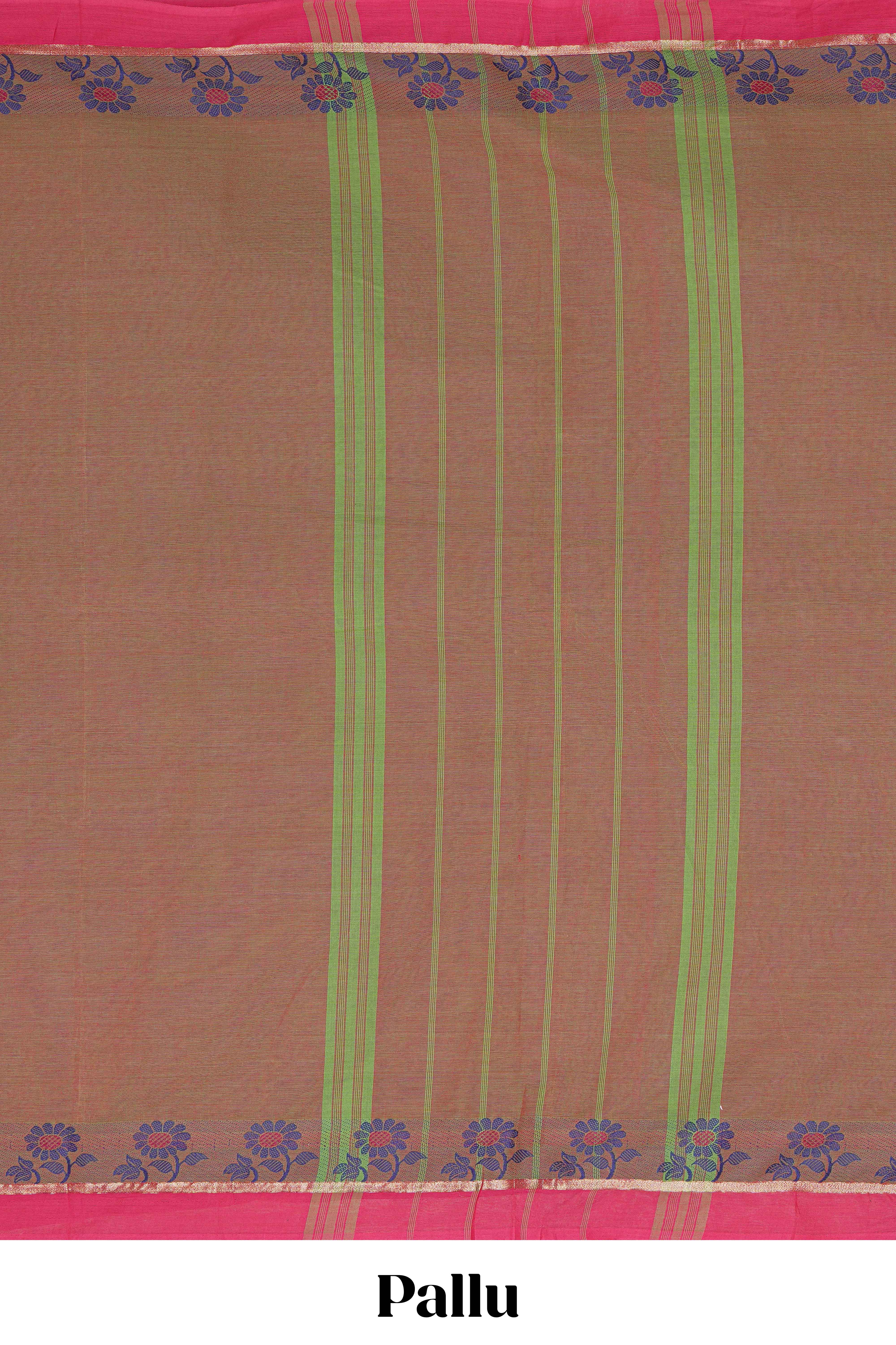 Traditional rust colour Madisar Style Nine Yard Saree with Plain body and traditional thread motifs border and self pallu along with blouse piece