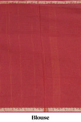Traditional red colour Madisar Style Nine Yard Saree with checks and traditional thread motifs border and self pallu along with blouse piece