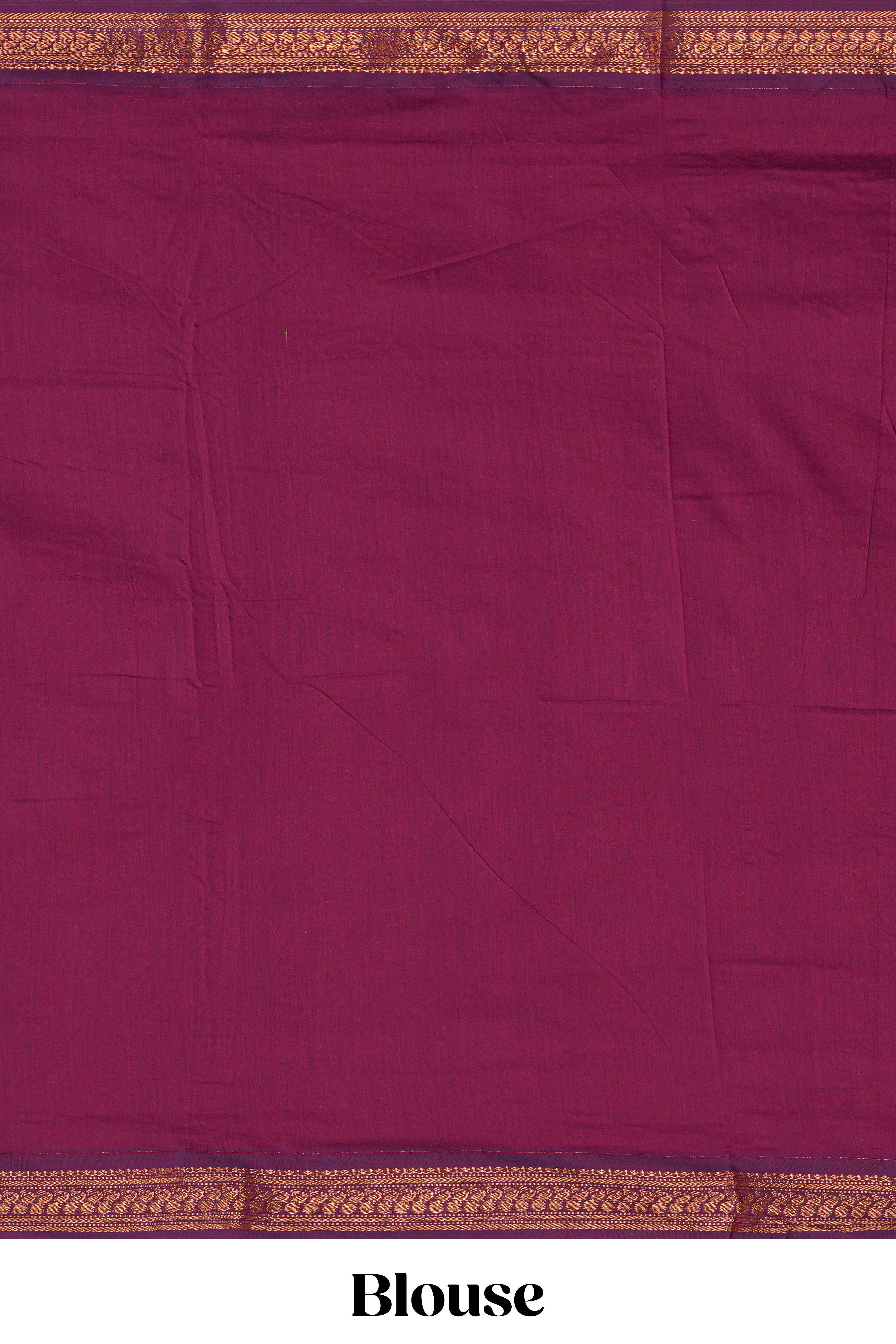 Traditional Indigo colour Madisar Style Nine Yard Saree with buttas and traditional thread motifs border and contrast pallu along with blouse piece