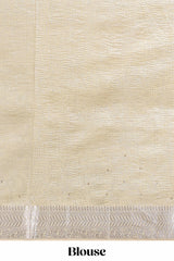 Cream organza saree featuring delicate floral embroidery intricate with silverborder along with blouse