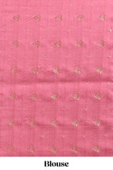Grey floral design motifs banarasi silk saree with contrast border and printed blouse