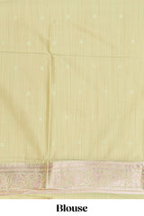 Green floral design motifs banarasi silk saree with self border and matching floral print blouse