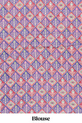 Violet plain banarasi silk saree with self floral design border and contrast printed blouse