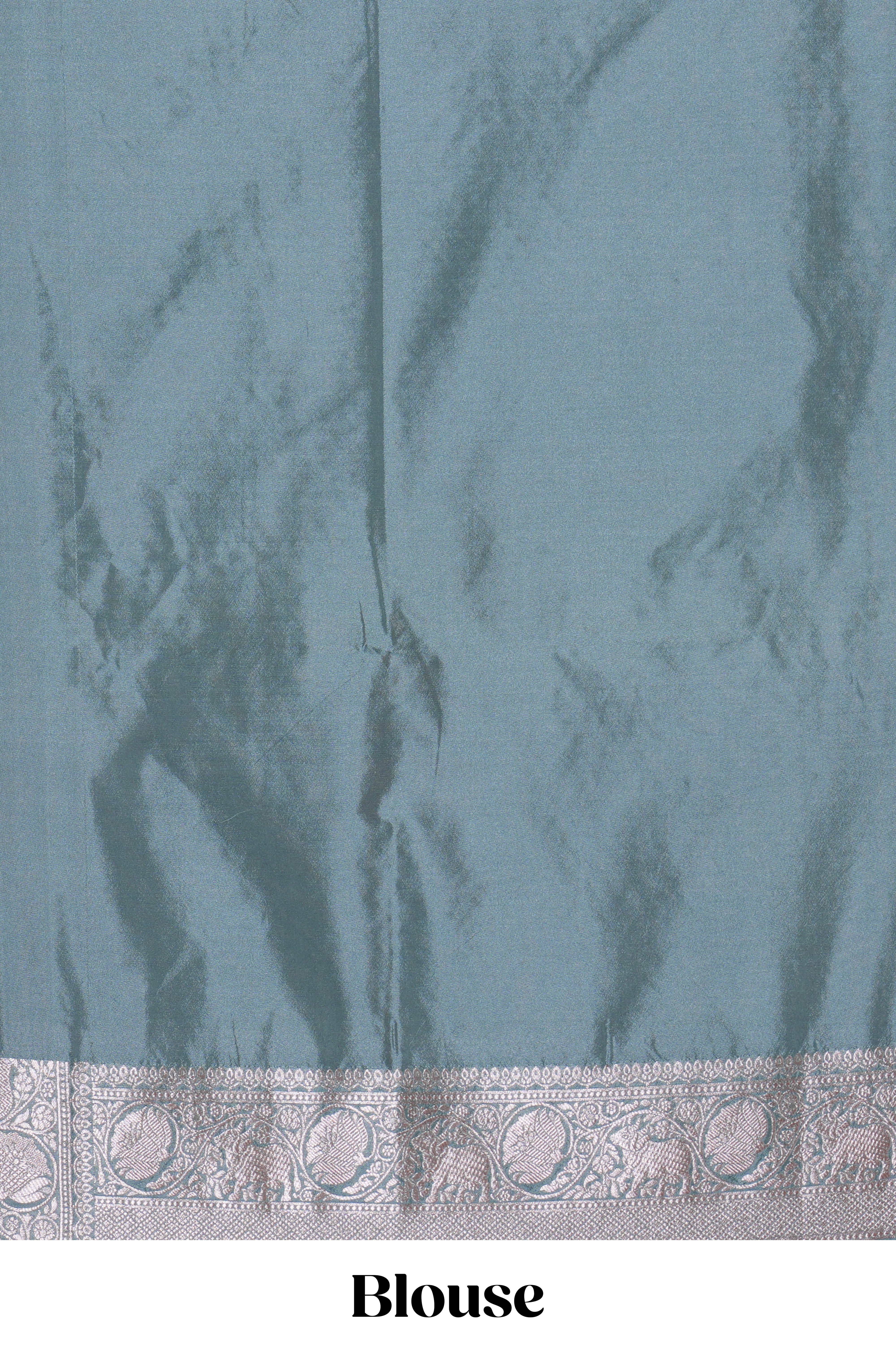 Jade green cow zari motifs design banarasi silk saree with self border and matching blouse