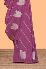 Raspeberry striped zari design banarasi silk saree with self border and matching blouse
