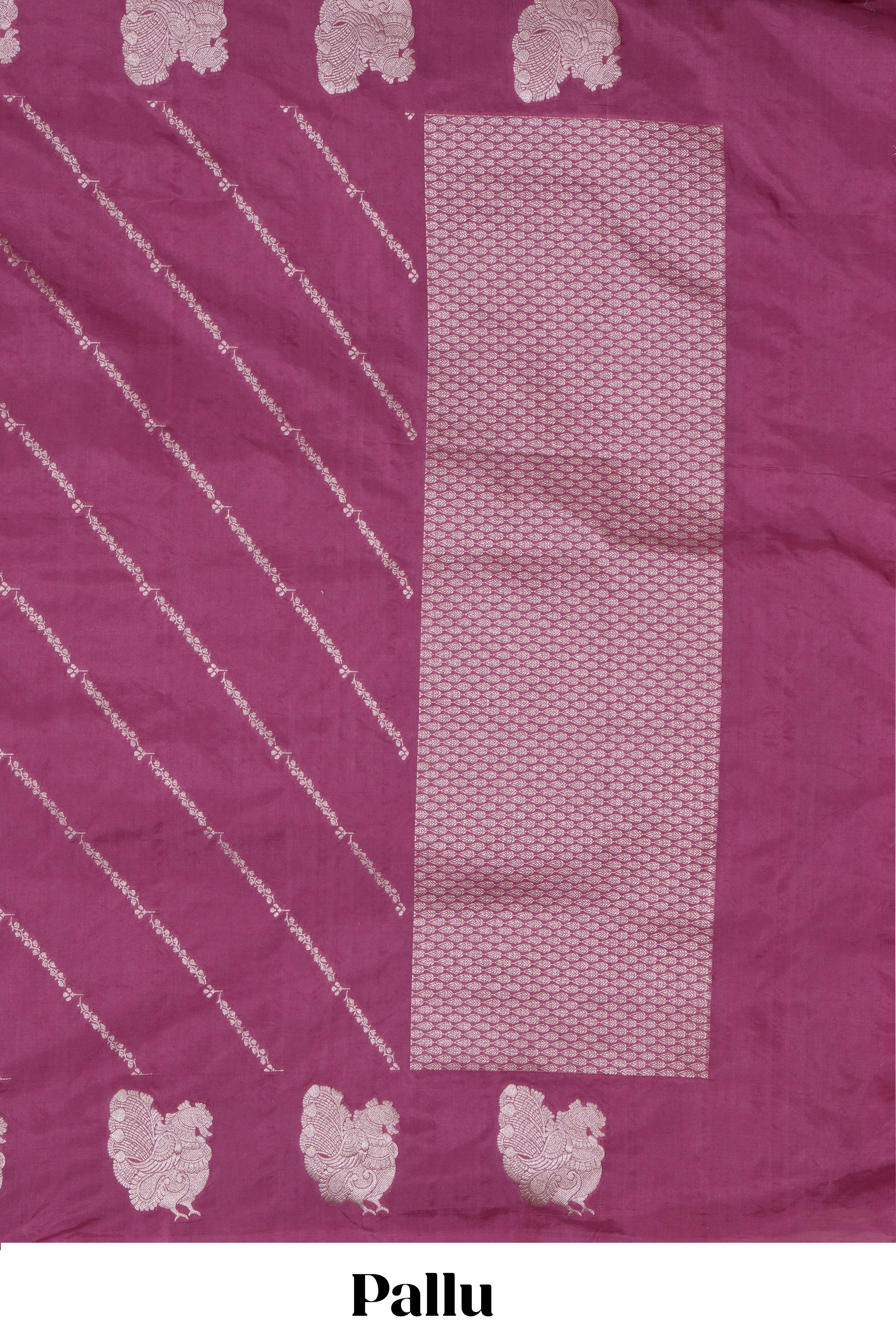 Raspeberry striped zari design banarasi silk saree with self border and matching blouse