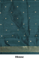Magenta all-over checked grid pattern and butta banarasi silk saree with green contrast floral zari border and buttas blouse