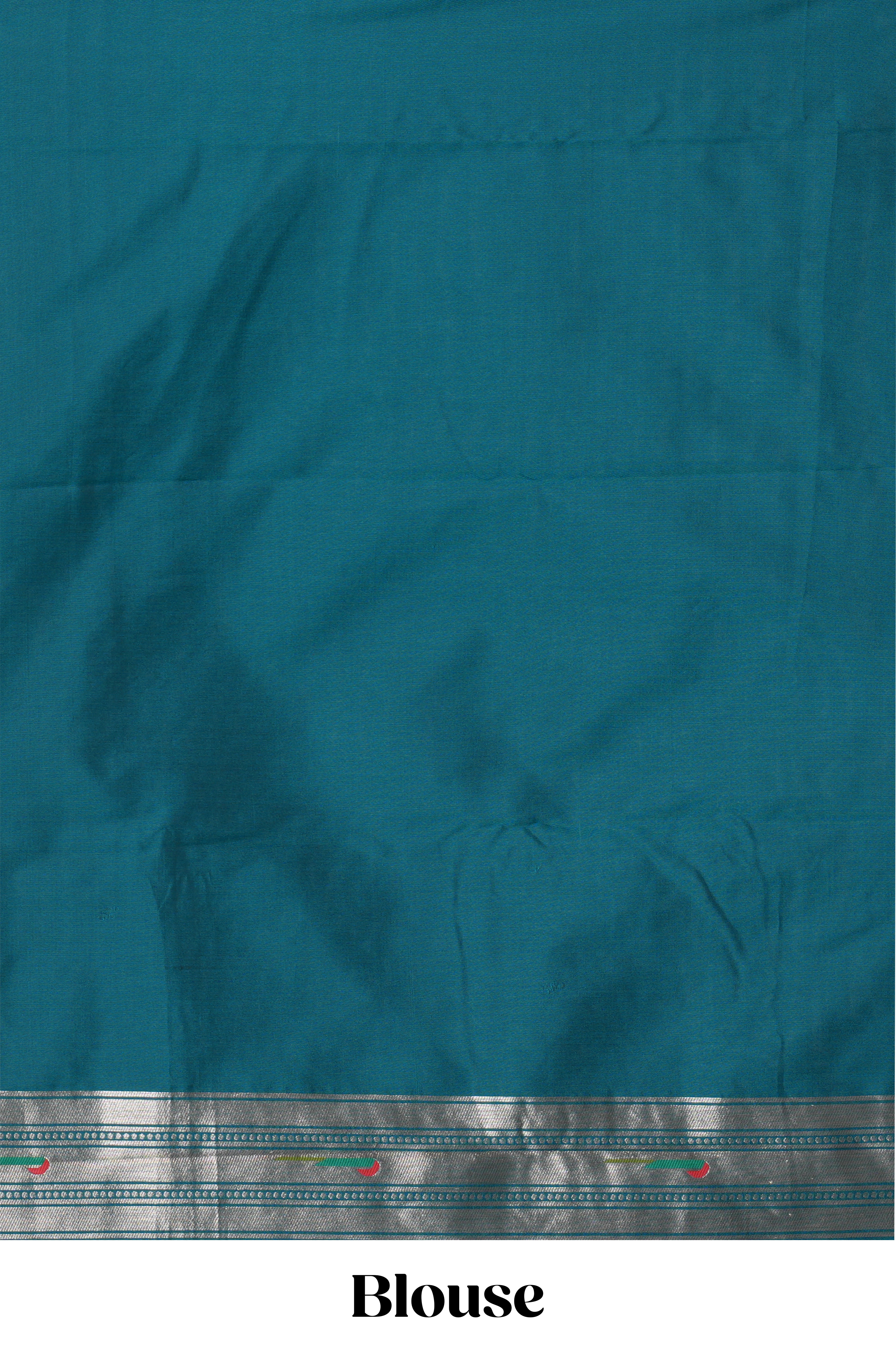 Green zari motifs design paithani silk saree with self zari border and matching blouse