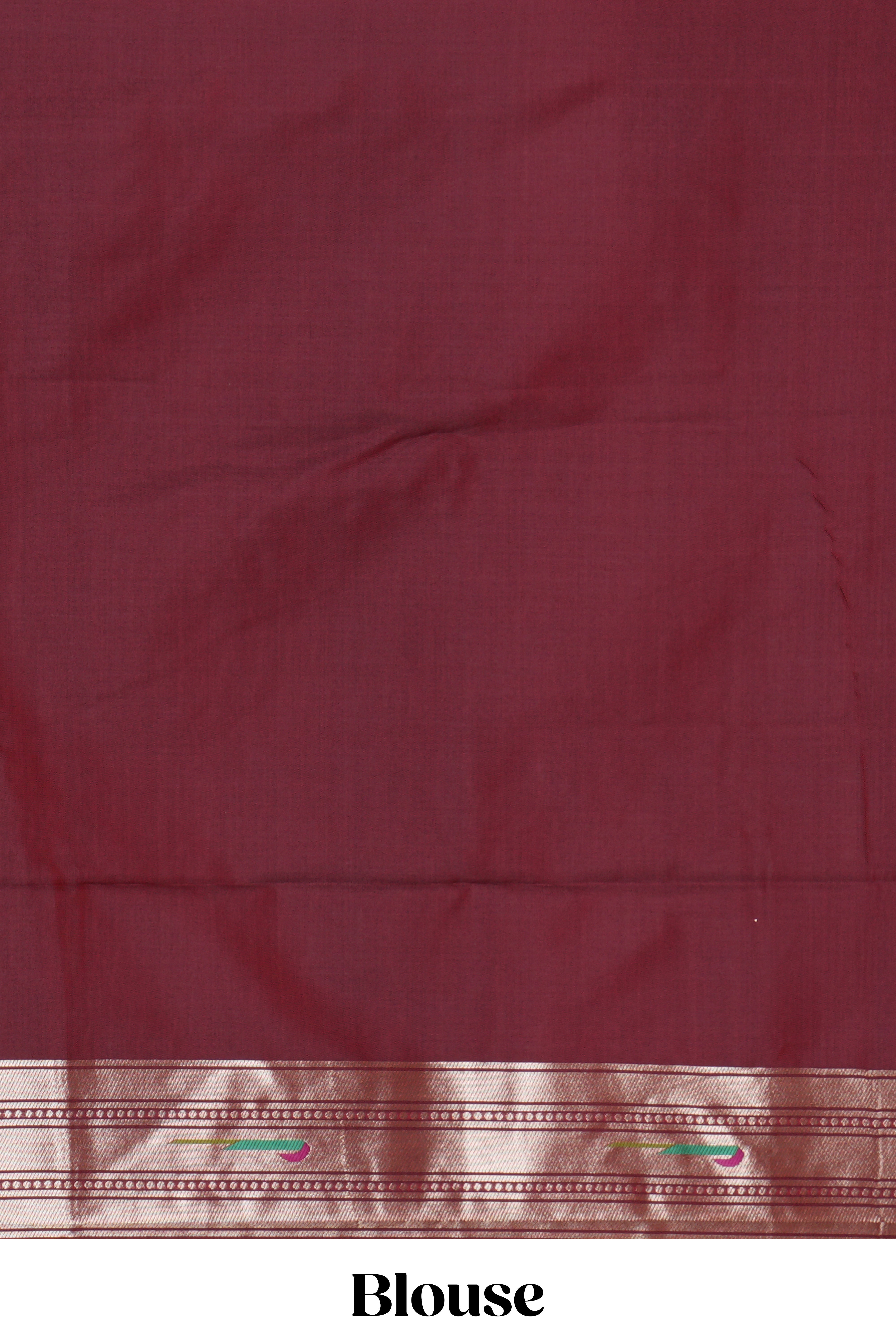 Maroon zari motifs design paithani silk saree with self zari border and matching blouse