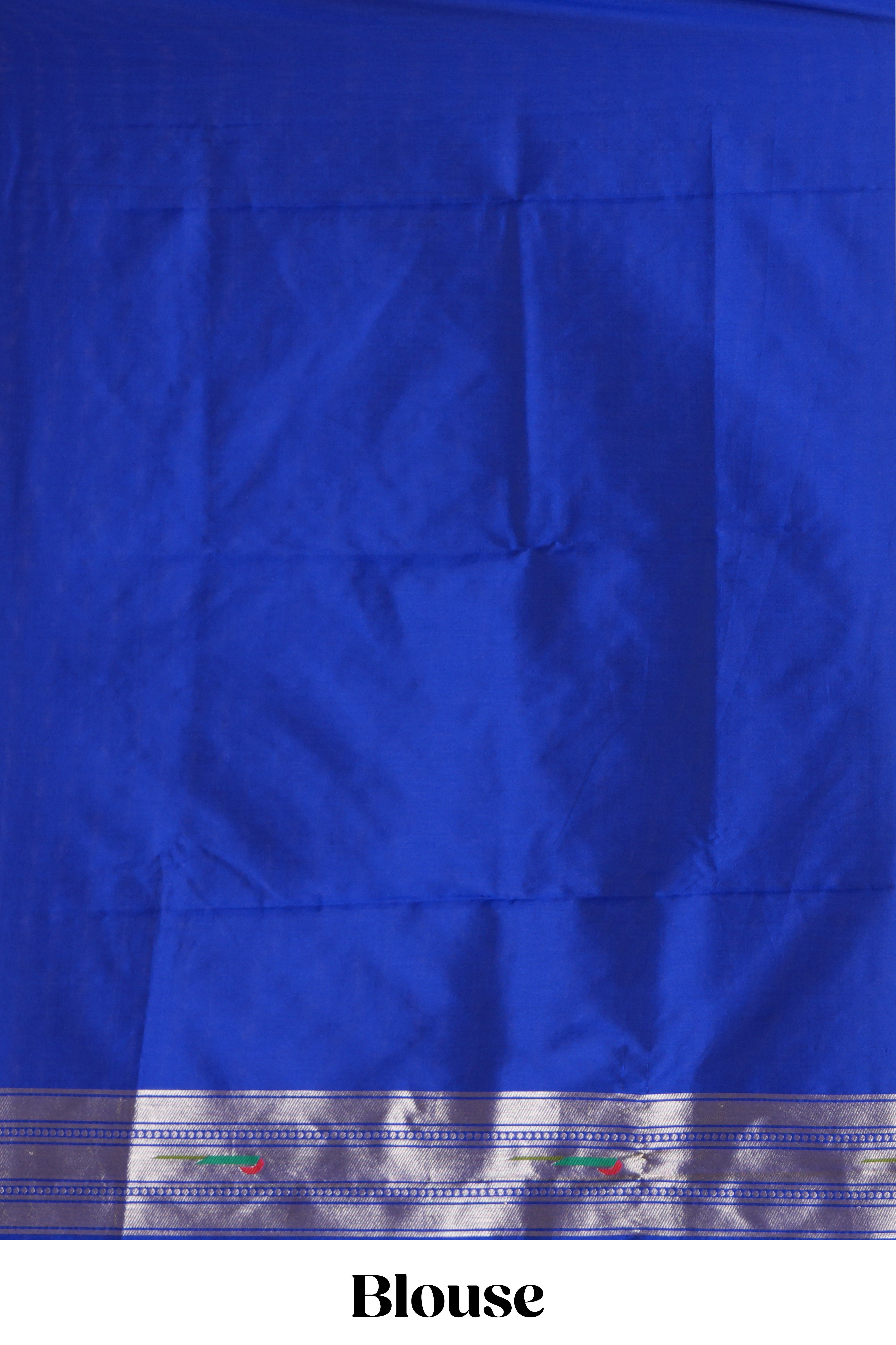 Blue zari motifs design paithani silk saree with self zari border and matching blouse